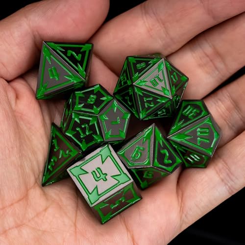 UDIXI Metal DND Dice Set, Metal Polyhedral Dice D&D for Board Games (Black) | 7-Pieces, Lozenge Pattern, Zinc Alloy Material, Gorgeous Gift Case, DM Gift, for Dungeons and Dragons Role Playing Games - color: Black