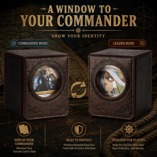 Venssu Captain's Porthole-Themed Deck Box with Commander Display Window | Holds 120 Single-Sleeved/ 100 double-sleeved cards, Fit MTG/PTCG/OPTCG Cards, Strong Magnetic Closure, Sturdy PU Leather