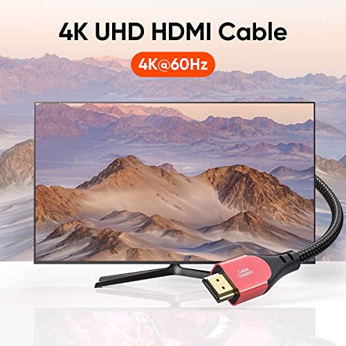 CableCreation HDMI Cable 4K@60Hz, 10ft Highly-Speed 18Gbps, 4K HDR, 3D, Grey Male to Male Braided HDMI Cord for TV, Monitor, Xbox One, PS4 and More,Red - size: 10FT, style: Straight (red)