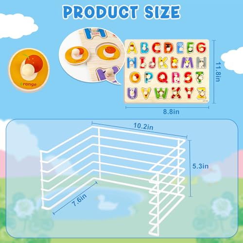 Attmu Wooden Puzzles for Toddlers, 6 Pcs Alphabet Puzzle ABC Shape Number Animal Farm Puzzle, Learning Toys for Kids, Preschool Educational Activities Toddler Gift Toys for Girls Boys Christmas Easter - size: 6 Pack
