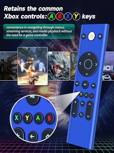 New Gaming Media Remote Control for Xbox One, Xbox Series X|S, with Backlit Buttons (Color: Blue)