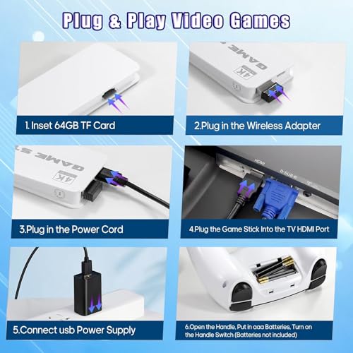 Wireless Retro Gaming Console Classic Retro Game Stick Built-in 23 Emulators 20,000+ Games, 4K HDMI Output and 2.4g Wireless Controller Gamepad, Plug and Retro Play Video Games for TV - color: M15 Console
