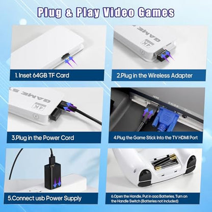 Wireless Retro Gaming Console Classic Retro Game Stick Built-in 23 Emulators 20,000+ Games, 4K HDMI Output and 2.4g Wireless Controller Gamepad, Plug and Retro Play Video Games for TV - color: M15 Console
