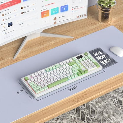 Fogruaden 96% Green Quiet Silent Wireless Gaming Keyboard with Number Pad & Knob, Mechanical Feel, Spill-Resistant, Multimedia Keys, Wired/BT/2.4G, USB Rechargeable Membrane Keyboard for Win/Mac - color: WhiteGreen