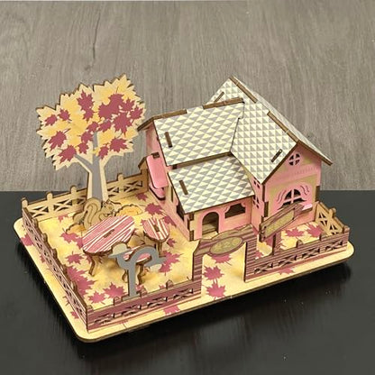 Log Cabin Mini House 3D Wooden Puzzle Building Kit for Adults Teens | Laser-cut eco wood decor gift for teens & adults 14+, mostly glue-free assembly house building craft