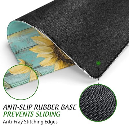 Sunflowers and Peonies Mouse Pad Square Mouse Mat Non-Slip Rubber Base Mousepad with Stitched Edge, Portable MousePads for Desk Computers Laptop Office, 9.5x8 Inches - color: Sunflowers and Peonies