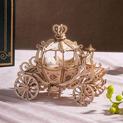 Rowood 3D Puzzles for Adults, Wooden Model Kits for Adult, DIY STEM Toy for Ages 14+ - Pumpkin Cart (182 Pieces) - style: Pumpkin Cart