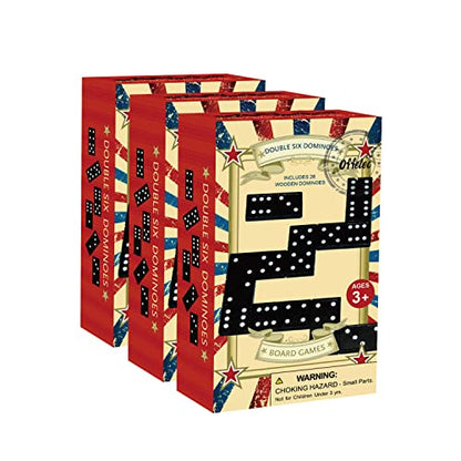 Offelec Wooden 3 Pack Double 6 Domino Set - 28 Tiles Each | Classic Family Table Games for Kids, Adults, and Parties | Perfect for Classroom, Travel, Durable Board Game for Fun Nights - color: 3 Packs Double 6 Domino