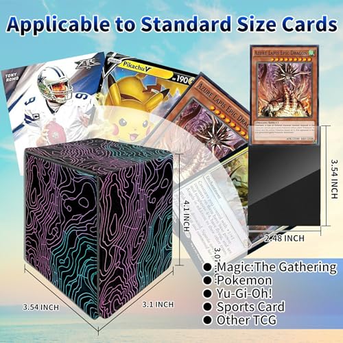 Pink Blue Line Card Deck Box, MTG Commander Deck Box Card Deck Case for Trading Cards, 100+ Sleeved Cards with PU Leather Magnetic Card Storage Box for TCG CCG Magic Cards - color: 561