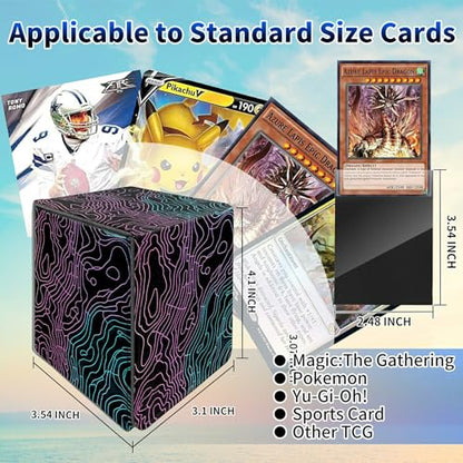 Pink Blue Line Card Deck Box, MTG Commander Deck Box Card Deck Case for Trading Cards, 100+ Sleeved Cards with PU Leather Magnetic Card Storage Box for TCG CCG Magic Cards - color: 561