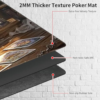 MTG Playmat 27.5 x 15.7in Includes Storage Bag,TCG Playmat with Soft Surface Premium Non-Slip Rubber Backing Stitched Edges Durable Gaming Mat,Cat Playing Cards - color: Cat Playing Cards, size: 27.5"×15.7" Regular