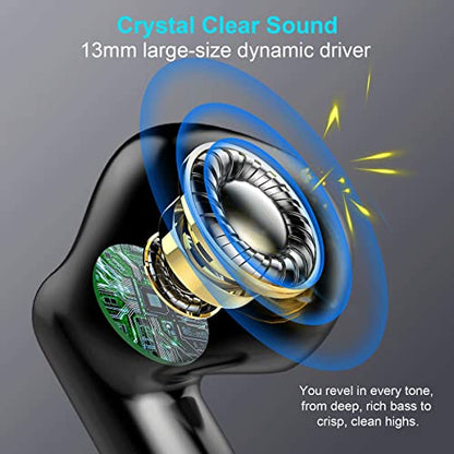 Wireless Earbuds, Bluetooth 5.4 Earbuds Stereo Bass, Bluetooth Headphones in Ear Noise Cancelling Mic, Earphones IP7 Waterproof Sports, 32H Playtime USB C Mini Charging Case Ear Buds for Android iOS - color: Black