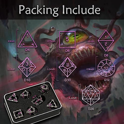 Beholder Dice Set DND, Dragon Eye Dice, ZHOORQI 7PC/Set Polyhedral Dices for Dungeons and Dragons, RPG, Eye Monster DND Gifts (Eye-Purple) - color: Eye- Purple