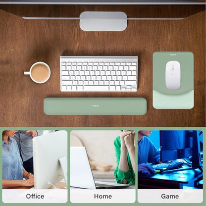 MOSISO Keyboard Wrist Rest & Mouse Pad with Wrist Rest, Green | Rectangular Ergonomic Mousepad, Non-Slip Base, Home/Office Pain Relief & Easy Typing, Neoprene Cloth & Raised Silicone Lining - color: Green