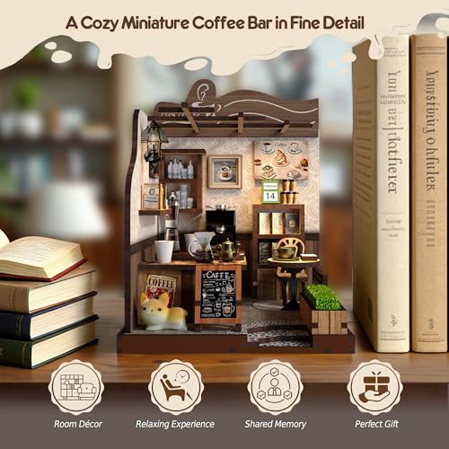 DIY Miniature Kit - 3D Puzzles for Adults & Teens, Book Nooks and Model Building Kits for Bookshelf Decor, Relaxing Craft & Unique Gift for Craft Lovers (Country Cafe)