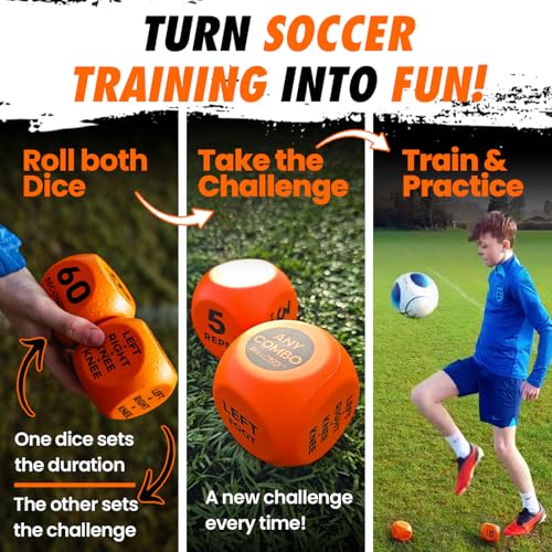 Kick Up Soccer Training Dice Game 2 Pack | Soccer Gifts for Boys | Kick Up & Shooting Training Dice | Fun Soccer Skill Games for Kids | Screen Free Sports Toys & Soccer Gifts - size: Kick Up Dice