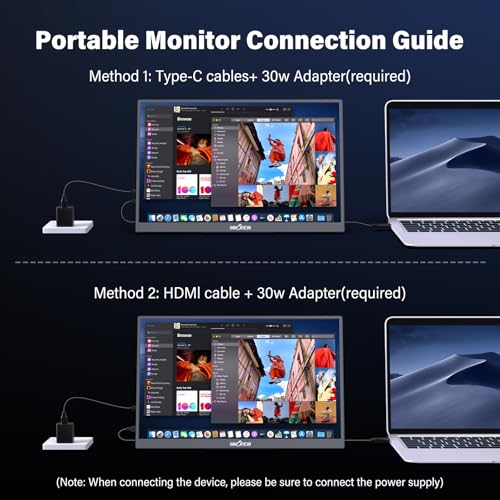 InnoView 15.6" Portable Monitor 60Hz 4K UHD 3840x2160 | 100% sRGB HDR | Travel Monitor with 2 USB-C & HDMI Ports | Second Screen for Laptop Mac PC Xbox PS5 Switch (Includes Adapter) - size: 15.6 Inches