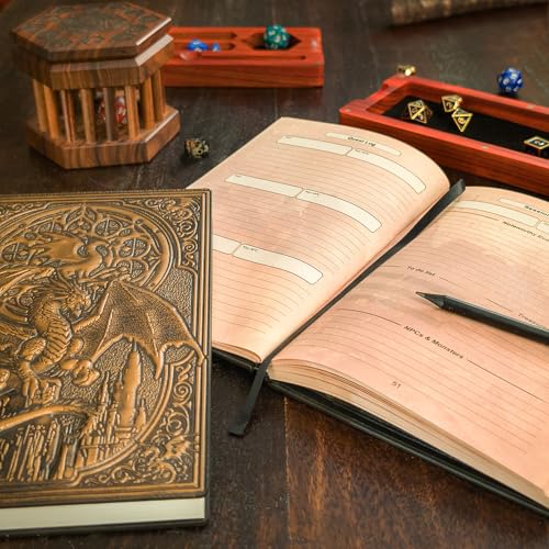 First Reign DnD Journal | Character Sheet, Campaign Tracker | 150+ Stickers | 200-page D&D notebook with 3D dragon embossed hardcover | Adventure log, DnD gifts, accessories & items for players and DMs