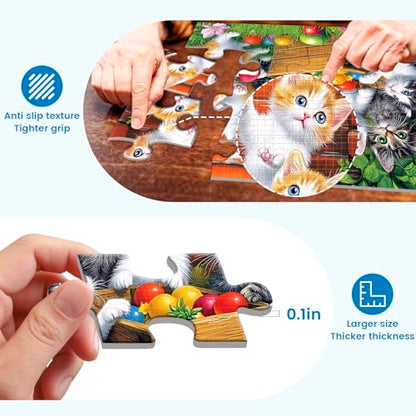 6 Packs 16 Large Piece Puzzle for Seniors Puzzle Dementia Alzheimer's Products Activities for Seniors Elderly Adult Dog Cat Turtle Easy Jigsaw Puzzle Alzheimers Memory Games with 6 Storage Bags - style: 16 Large Pieces