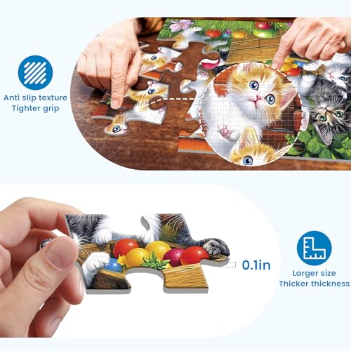 6 Packs 16 Large Piece Puzzle for Seniors Dementia Alzheimer's Puzzle | Alzheimer's Products Activities for Seniors Elderly Adult Dog Cat Turtle Easy Jigsaw Puzzle Memory Games with 6 Storage Bags - style: 16 Large Pieces