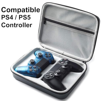 AJKTHGE PS5 / PS4 Controller Case, Dual Gaming Controller Protective Hard Shell, PS5 Two Controllers Travel Carrying Bag with Room for Cable Cord and Accessories (Gray)