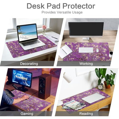 Vimorco Waterproof Mouse Pad,31.5 x 15.7'',Purple Flowers Desk Pad,Office | XXL Large Mouse Extended Gaming Mousepad with Anti-Slip Rubber Base,Computer Laptop Keyboard Mouse Mat for Work,Game,Office - color: Purple Flowers