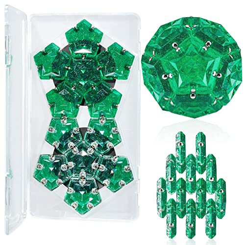 Magnetic Fidget Sphere Magnets Balls - Crystal Green Holographic Glitter - Magnet Fidgets Toy - 12 Piece Set - Creativity Beyond Imagination, Inspirational, Recreational, Desk Toys for Adults - color: Crystal Green Holographic Glitter