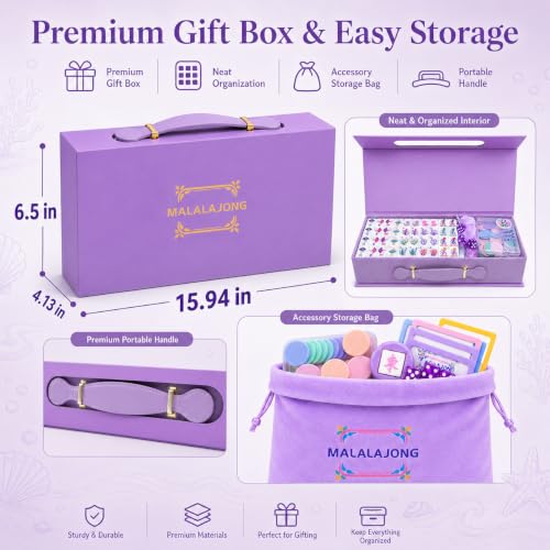 Purple American Mahjong Set, 168 Premium Melamine Tiles with 12 Jokers, Luxury Gift Box Mahjongg Set for Women, Moms & Grandmas, Portable Board Game for Girls’ Night & Weekly Clubs - color: Purple