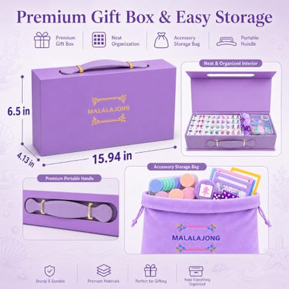 Purple American Mahjong Set, 168 Premium Melamine Tiles with 12 Jokers, Luxury Gift Box Mahjongg Set for Women, Moms & Grandmas, Portable Board Game for Girls’ Night & Weekly Clubs - color: Purple