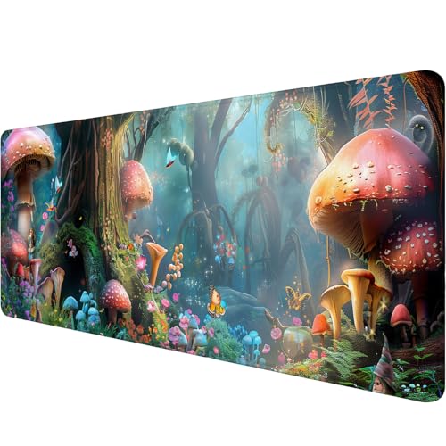 Fairytale Forest Gaming Mouse Pad Wonderland Enchanted Mushrooms XL Mouse Pad Large Mousepad Extended Laptop Keyboard Mat Gaming Desk Pad Mouse Mat 31.5"x11.8" Office Computer Keyboard Laptop Home - color: Fairytale Forest_005, size: 11.8" x 31.5"