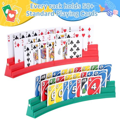 Expandable Plastic Card Holder, Set of 4 - Upgradeable Design for Seniors, Arthritis, Small Hands, UNO, Poker and All Card Games - color: Red+green(4 Pack)