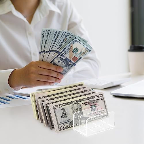 2 Pack Acrylic Cash Trays Money Budget Tray 7 Section Divider Acrylic Money Organizer Clear Cash Organizer Cash Holder Money Storage Organizer