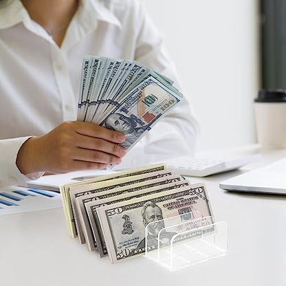 2 Pack Acrylic Cash Trays Money Budget Tray 7 Section Divider Acrylic Money Organizer Clear Cash Organizer Cash Holder Money Storage Organizer