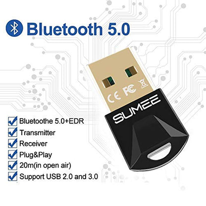USB Bluetooth 5.0 Adapter Dongle,Wireless Bluetooth Transmitter Receiver for PC Laptop Computer Desktop Stereo Music Skype Call Keyboard Mouse Support All Windows 10/8 / 8.1/7 - style: BT5.0