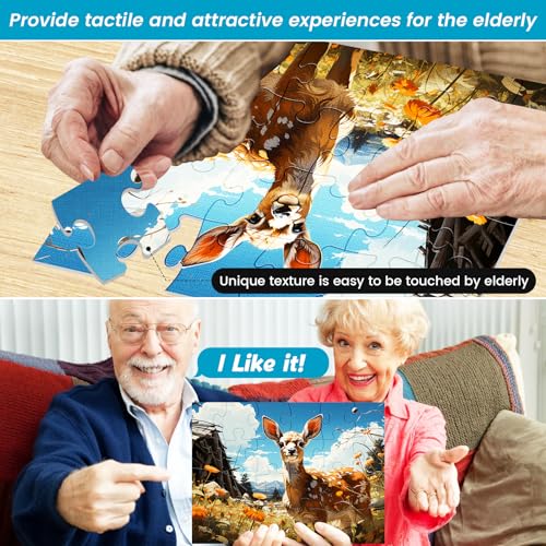 6 Pack 24 Large Piece Puzzles for Seniors Puzzle Dementia Alzheimer's Products Activities Alzheimer's Jigsaw Puzzle Eagle Beach Deer Easy Puzzle Cognitive Games Gifts for Adult Elderly Seniors | Deer Eagle Tiger Animals Alzheimer's Jigsaw Puzzle,Beach Pla