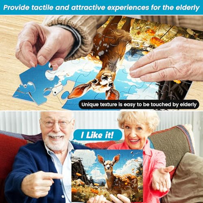 6 Pack 24 Large Piece Puzzles for Seniors Puzzle Dementia Alzheimer's Products Activities Alzheimer's Jigsaw Puzzle Eagle Beach Deer Easy Puzzle Cognitive Games Gifts for Adult Elderly Seniors | Deer Eagle Tiger Animals Alzheimer's Jigsaw Puzzle,Beach Pla