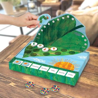 World of Eric Carle , The Very Hungry Caterpillar Snack Match Game – Cooperative Memory Board Game for Kids Ages 4+, 2‑6 Players, 3‑D Leaf Board & 31 Tokens Included