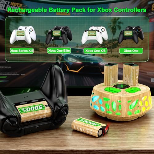 4x5800mWh Rechargeable Battery Pack for Xbox, Fast Charging Station for Xbox Series X/S/One/One S/X/Elite Controller Batteries, Xbox Battery Pack with Charger