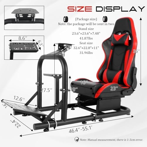 Marada Racing Simulator Cockpit with Gaming Race Seat Fit for Logitech G27 G920 G923,for Thrustmaster T300RS,for Fanatec,Steering Wheel Stand, 50mm Large Round Tube&More Stable No Wheel Pedal Shifter