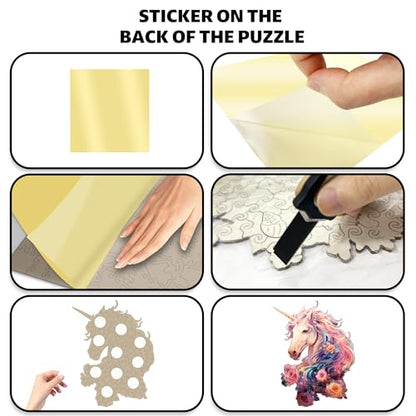 Wooden Jigsaw Puzzles for Adults, Unicorn Jigsaw Puzzles 165 Pieces, Unique Animal Shaped Wooden Puzzles for Adults and Kids, Family Game 11.1x9.58 Inch
