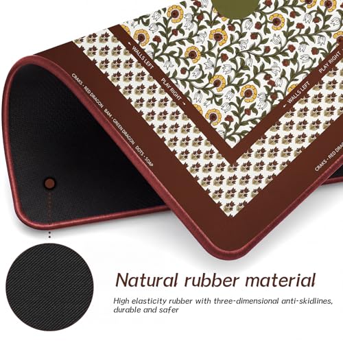 Drydiet Mahjong Mat for Table 31.5 x 31.5 Inch American Mahjong Mat with Carrying Bag, Non-Slip Noise Reduction Table Item for Family Poker Domino Board Game Night & Party Use(Block Print Saffron) - style: Autumn Saffron