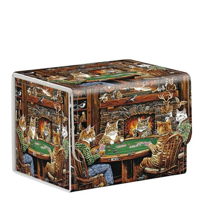 MTG Card Storage Solution - Card Box and Commander Decks, High Capacity Anime Card Sleeves for Deck Box, Group of Cats Playing Poker - color: Group of Cats Playing Poker