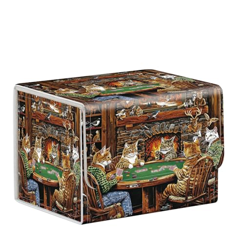 MTG Card Storage Solution - Card Box and Commander Decks, High Capacity Anime Card Sleeves for Deck Box, Group of Cats Playing Poker - color: Group of Cats Playing Poker