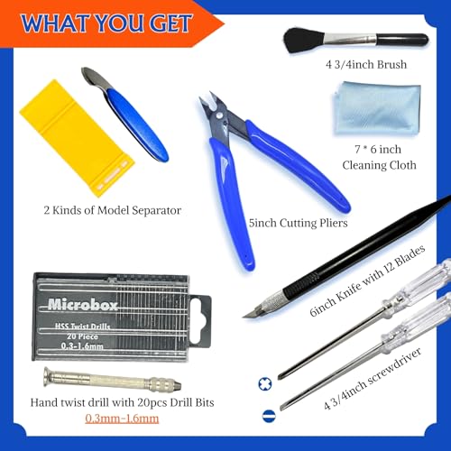 Gundam Model Tool Kit, 64pcs Hobby Modeler Basic Tool Set for Minature Bandai Models, Cars, Airplanes, Buildings, Gundam, Robots Repairing Fixing