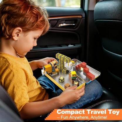 Travel Magnetic Blocks 45 PCS Mini Building Cubes with Case Construction | Travel Toy for Airplane Plane Car Road Trip, Mini Cubes STEM Learning Portable Building Toys Gift for Toddler Kids Ages 3-5