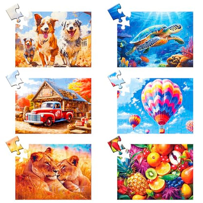 6 Pack 24 Large Piece Puzzle for Seniors Dementia Alzheimer's Products | Dog Turtle Lion Fruit Jigsaw puzzle for Elderly Adults Alzheimer's Easy Puzzles Gift Memory Games for Patients 6 Storage Bag - style: 24 Large Pieces