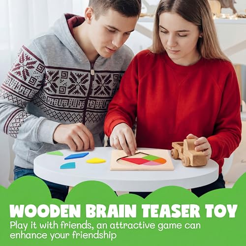 Yunsailing 3 Pack Large Wooden Blocks Puzzles Hexagon Tangram Puzzle Wooden Russian Brain Puzzles for Adult Challenge Teasers Geometric Jigsaw Logic Iq STEM Educational Gift Graduation(Novel) - style: Novel