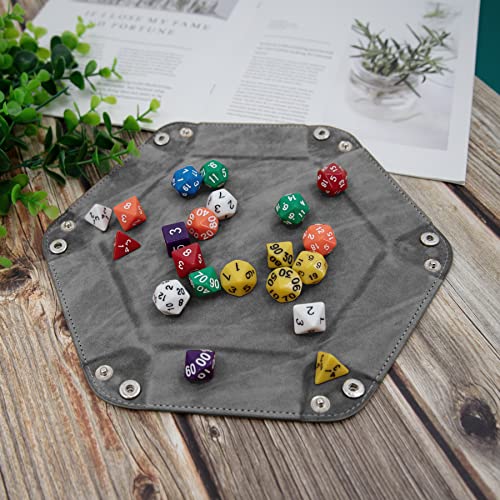 SIQUK 6 Pieces Dice Tray Hexagon Dice Rolling Holder Folding PU Leather Dice Trays for Dice Games Like RPG, DND and Other Table Games(Violet, Black, Cyan, Blue, Gray, Dark Green) - color: Violet, Black, Cyan, Blue, Gray, Dark Green