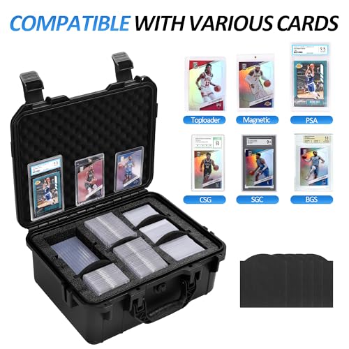 Toploader Storage Box for 3" x 4" 35pt Rigid Card, Top Loader Card Hard Storage Case with 5 Foam Dividers, Waterproof Graded Card Storage Box for PSA/CSG/CGC/SGC/BGS Sports Cards