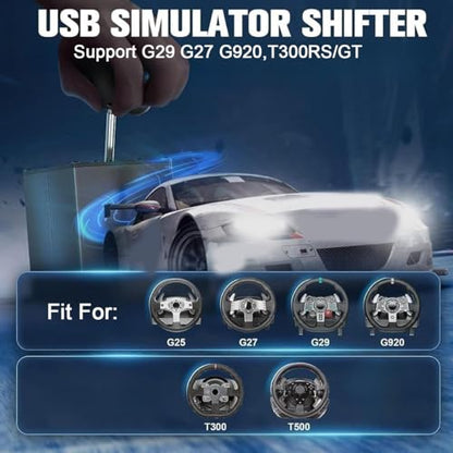 CNRAQR PC USB Racing Game Simulator Shifter with Desk/Chair Mount Bracket Plate Compatible with LO GITECH G29 G27 G25 G920,T300RS/GT 6+R - color: 6R+Plate
